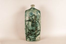 Tremaen - Studio Pottery Stoneware Lamp Base In Sculptural Form. c.1970's. Turquoise Colour way.
