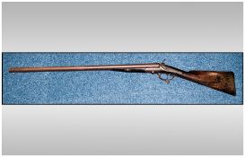 Antique Higham England 12 Gauge/Bore Double Barrel Shotgun, Damascus barrels, barrel length 30'',