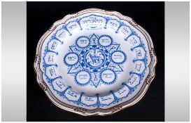 Spode Bone China Passover Plate, with Acid Gold Border. Still In Wrapper, Unused. Diameter 11