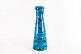 Bitossi - Stylish Mid 20th Century Blue / Green Abstract Art Pottery Tall Vase, In Blue and Greens