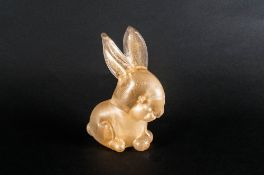 Barovier Clear Glass Rabbit Figure with profuse gold leaf design. 5'' in height.