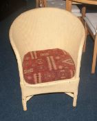 Lloyd Loom Chair Painted Buttercup Colour With Removable Cushion