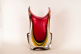 Murano - Very Fine and Impressive Art Studio Sommerso Vase. c.1960's. Weighs 20.5 lbs. Stands 16.5