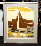 Robert Jones - Artist Signed Ltd Edition and Numbered Screen Print, Num.82-250 ' Sailing Boat of