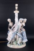 Lladro - Impressive and Large Very Fine Figural Lamp Base ' La Tarantella ' Model Num.1124. Issued