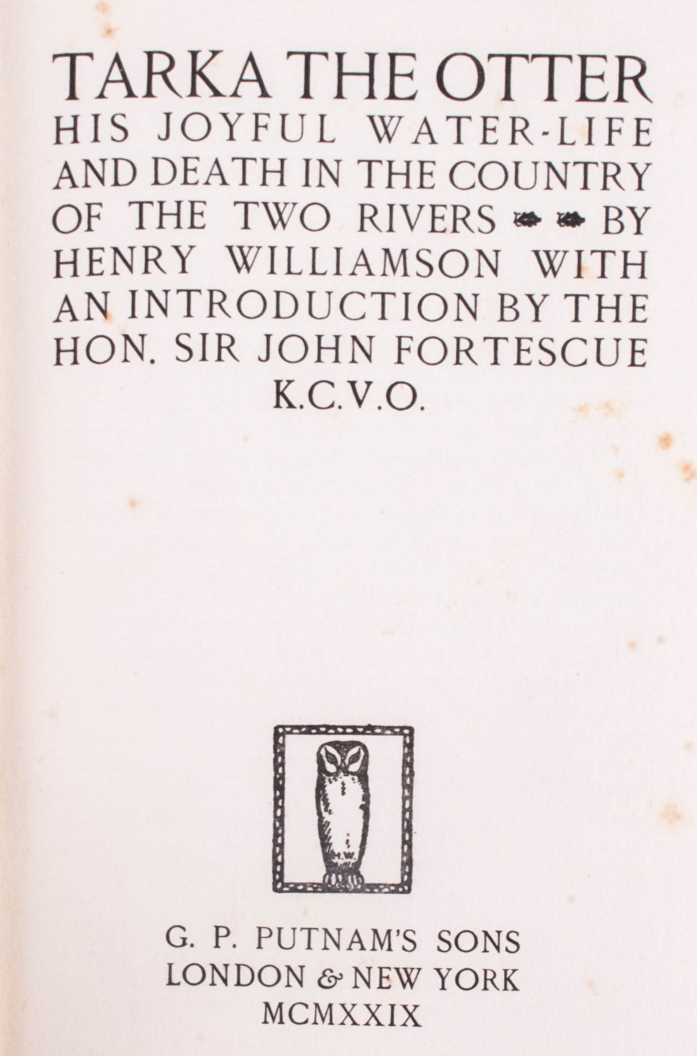 Tarka The Otter, By Henry Williamson with an Introduction by the Hon Sir John Fortescue. K.V.O. - Bild 4 aus 4