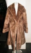Pale Brown Full Length Musquash Coat, fully lined
