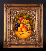 Royal Worcester Hand Painted & Signed Fallen Fruits Still Life On Panel By Ex Worcester Artist J.F.