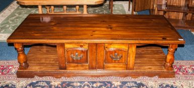 Cherrywood Low Sideboard With Baluster Turne End Supports Double Door Cupboard To The Centre With