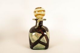 Mdina - Glass Agate, Chalcedony Patterned Decanter and Stopper. Inscribed to Base Mdina. c.1970's.