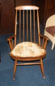 Pine Rocking Chair With Spindle Back & Removable Cushion