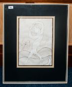 Modernist Abstract Drawing Depicting A Figure With Child, Appears Unsigned, 15 x 11 Inches