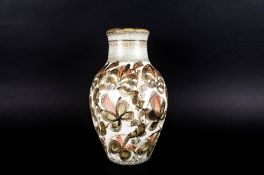 Glyn Colledge Signed and Hand Painted Bourne Denby Stoneware Vase. Decorated In Orange and Green