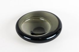 Holmegaard Lavish Shoe String - Consigned Smokey Grey Asymmetric Glass Bowl by Per Lutken