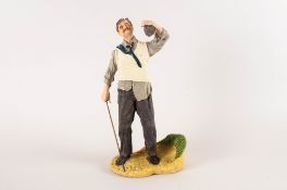 The Frustrated Golfer Handpainted Resin Figure Ball Plugged In The Sand. Monogrammed and dated 1990,