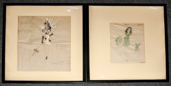 Berkley Suttcliffe Two Costume Designs From Panama Hattie  both watercolour and pencil on paper, One