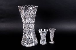 Large Glass Flower Vase, together with 2 smaller vases.