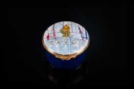 House of Toye Traditional English Hand Crafted Enamel Lidded Trinket Box. 2.5 Inches Diameter.
