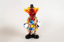 Murano Glass Clown Figure, multicoloured colourway. 7.5 inches high.