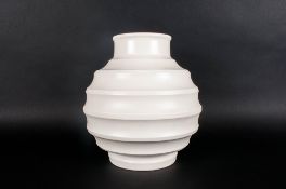 Keith Murray Wedgewood Art Studio Vase, A Spherical Vase, Designed In 1935. Features an Ovoid Body