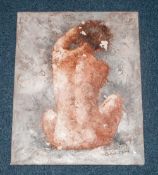 Modernist Oil On Canvas Depicting A Female Pose, Signed Barton, 20 x 16 Inches