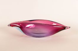 Seguso Murano Art Glass Fish Bowl, with Pink and Purple Colour way, Cased In Clear Sommerso. 9.5