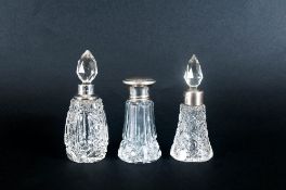 3 Silver Topped Perfume Bottles