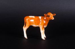 Beswick Animal Figure ' Guernsey Calf ' Gloss Golden Brown and White. Model Num.1249A. Designer A.