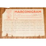 J.F Kennedy Assissination, An Original Marconi Telegram November 1960, informing news agencies