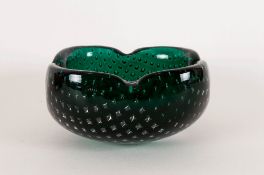 Murano Glass Possibly Venini Green Bullicante Bowl, 4 inches in diameter.