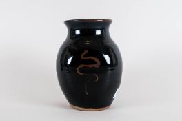 Winchcombe Pottery Monogram Tenmoku Glazed Vase 6.75'' in height