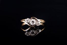 Ladies 18ct Gold and Platinum Set 3 Stone Diamond Ring. The Diamonds of Good Colour and Clarity.