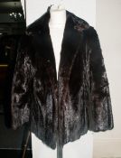 Ladies Three Quarter Length Black Mink Coat, fully lined. Collar with revers, hook & loop