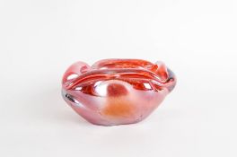 Mdina - Art Glass Orange / Pink Lustre Glass Bowl. c.1970's. 5 Inches High.