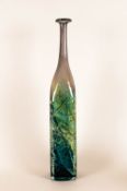 Mdina - Signed Rare and Impressive Tall Variegated Bottle Vase, In Amethyst, Green and Blue Colour