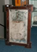 Late 19th Early 20thC Mahogany Framed Mirror, 35x22 Inches