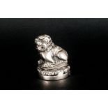 Antique Chinese Silver Fu Dog Figural Seal. 2.25 Inches High.