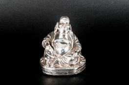 Antique Chinese Silver Buddha Figure In a Sitting Position. Marked 925 - + other Marks - Cannot