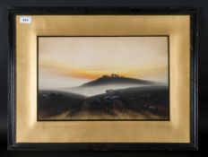 Watercolour Landscape Drawing Of An Eventide Landscape signed by Norman Saville, Framed & Glazed.