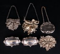 Victorian - Good Collection of Silver Plated Spirit Labels with Various Designs, Shapes and Sizes,