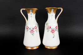 James Macintyre William Moorcroft Signed Pair of Ewer's / Jugs. Decorated with The 18th Century