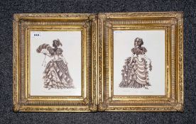 Pair Of Limited Edition Prints In Gilt Frames By Pamela Dickenson 44/500, pencil signed to the