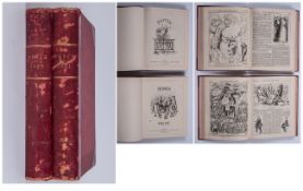 Two Bound Volumes of Punch. 1891 & 1892, With Thousands of Illustrations, Red Leather Gilt Spine.