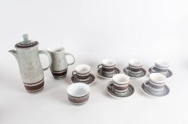 Rye Pottery Coffee Set Comprising cups, saucers, milk jug, coffee pot, sugar bowl.