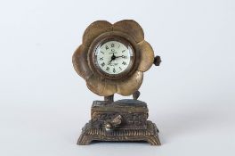 Clock In Brass Gramophone Casing.