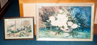 Robert Johnston Pastels, Still Life Floral Bouquet, Signed And Monogrammed, Framed And Glazed, 22