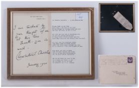 Signed Letter by Clementine Churchill, January 1965 - 28 Hyde Park Gate, Which Says - I Am Touched