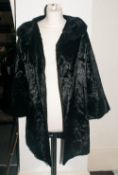 Black Cotton Jacket with faux fur hood