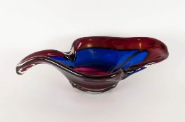 Mazzega Fulvio Bianconi Sommerso Four Colour Way Quality  Bowl, in blue, red, pink and green. 16.