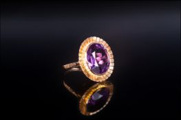 18ct Gold Collet Set Large Single Stone Sapphire Ring the colour change Sapphire (blue to purple) of